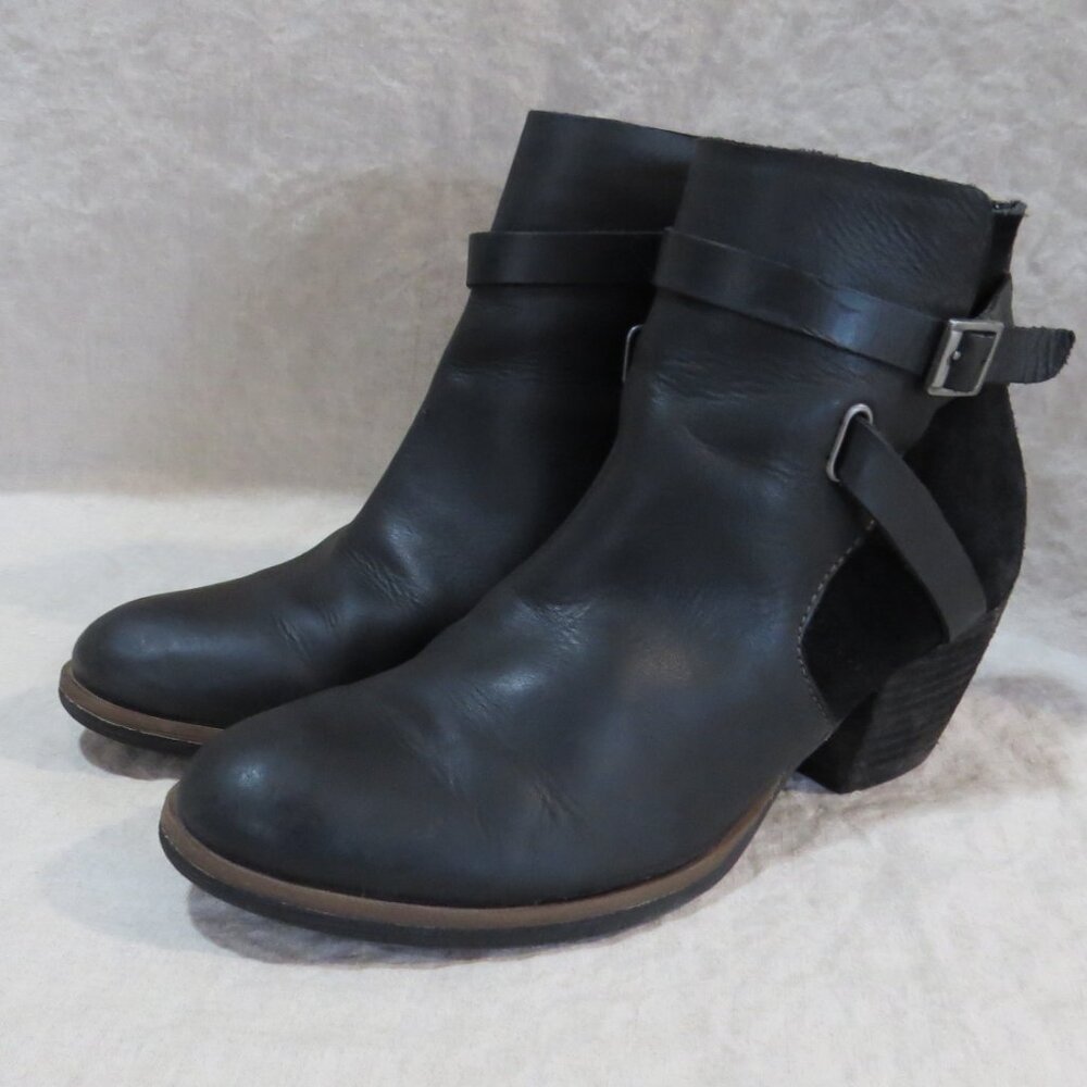 KORKS Rohit Strap Bootie Ankle Boot Leather SIZE 8 Black